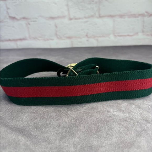 GUCCI Red/Green Web Elastic Torchon Double G Belt Size 70/28 - Picture 4 of 10